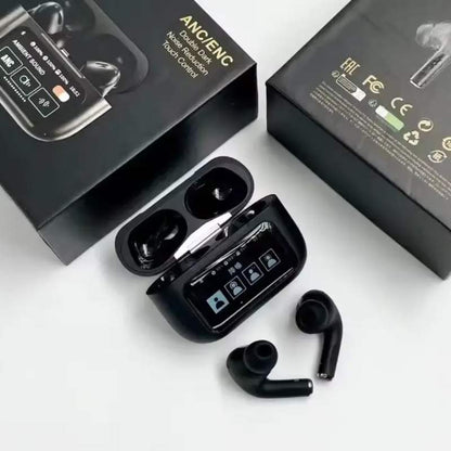 Black A9 Pro ANC Bluetooth 5.4 Wireless Earbuds YMDS