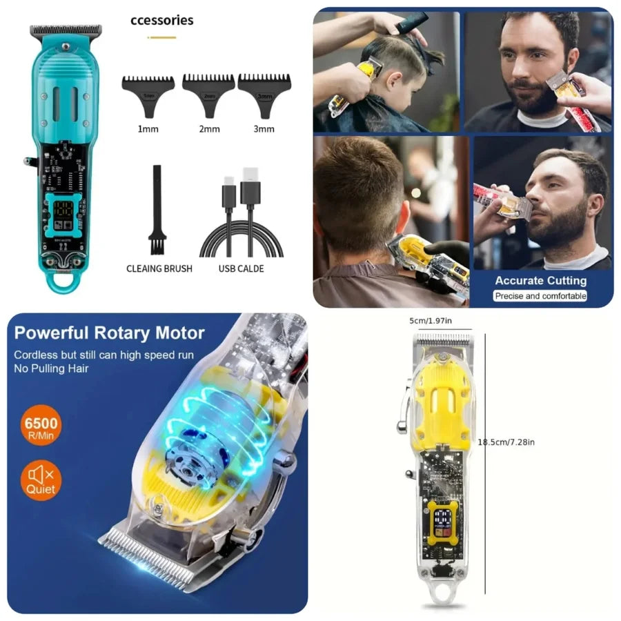 Daling Transparent LCD Electric Hair Trimmer YMDS