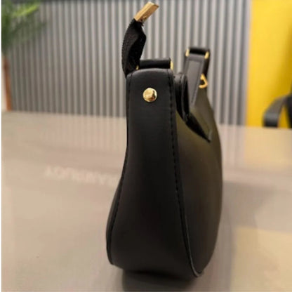 Crescent Leather Luxury Shoulder Bag for Women | Black YMDS