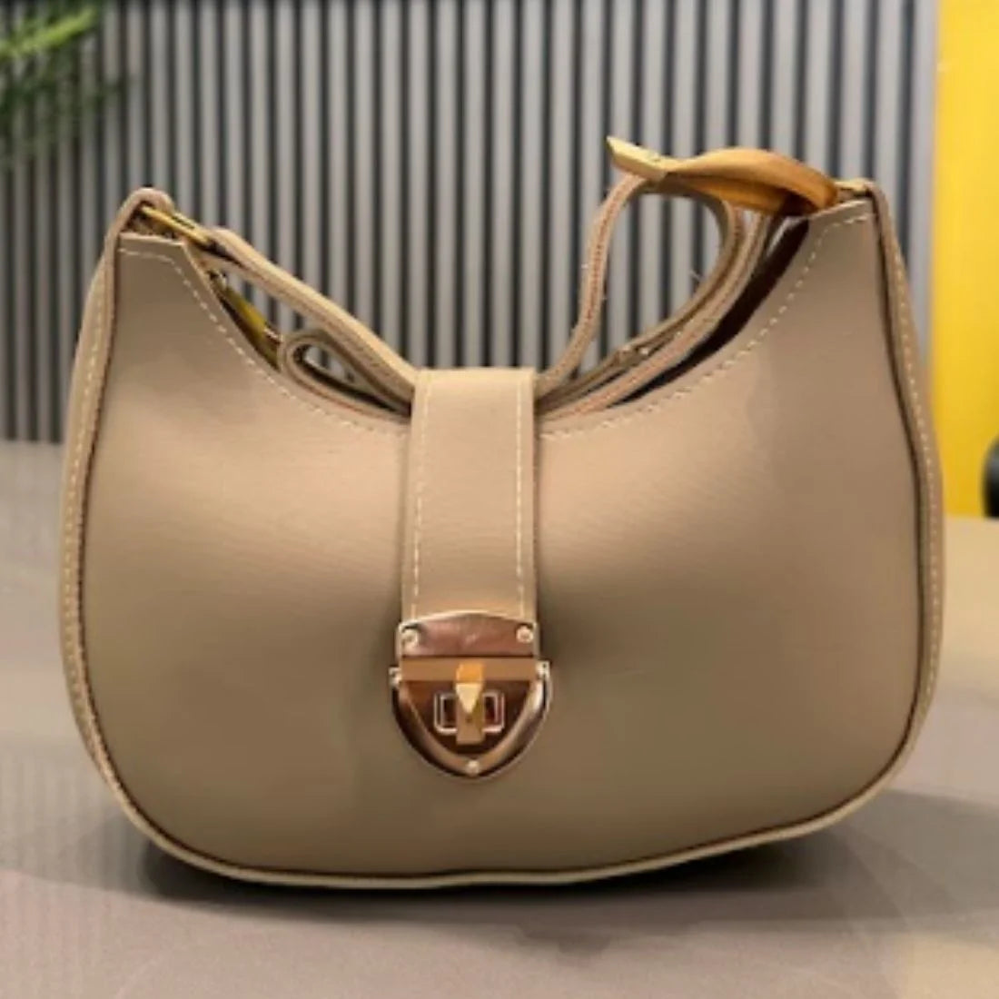 Crescent Leather Luxury Shoulder Bag for Women | Skin Color YMDS