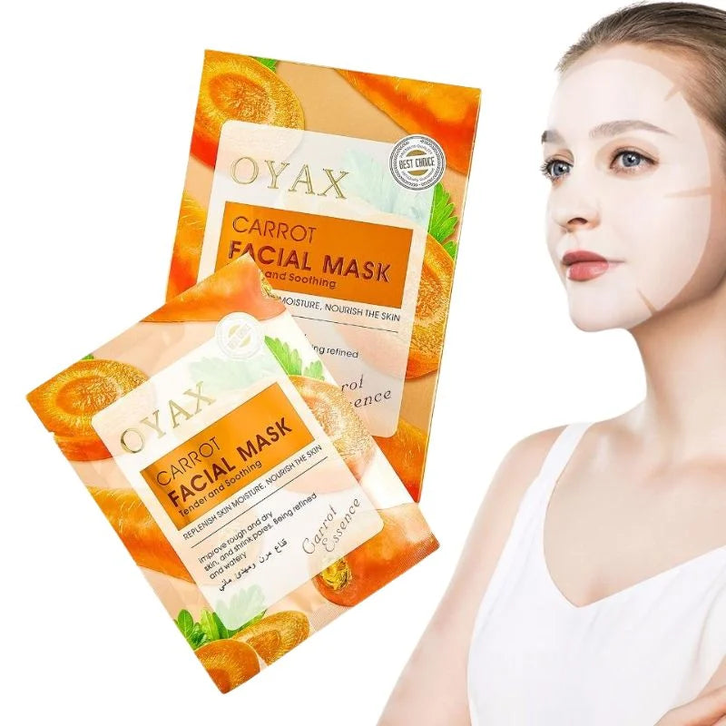 Pack of 2 | Beauty Skin Carrot Sheet Mask | Moisturizing, Brightening & Nourishing Facial Mask YMDS