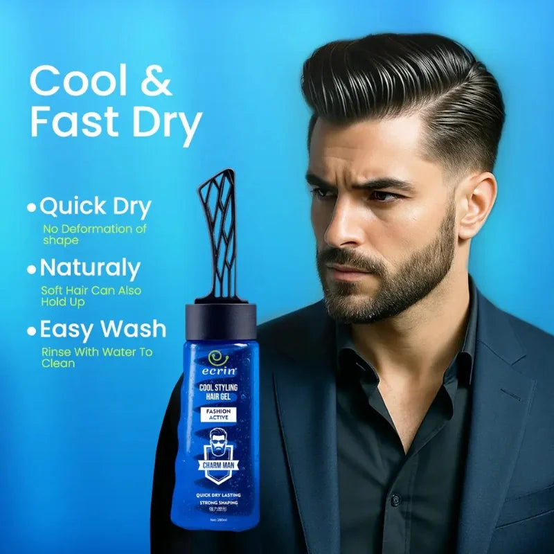 ECRIN Cool Styling Hair Gel 280ml with Active Collagen Strong Hold & Cool Fresh Effect YMDS