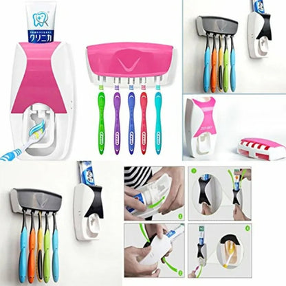 Automatic Toothpaste Dispenser Set with Wall-Mounted Toothbrush Holder YMDS