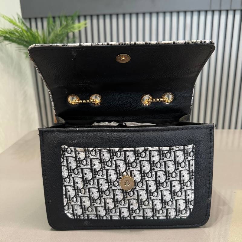 Black | Dior Oblique Canvas & Leather Flap Clutch YMDS
