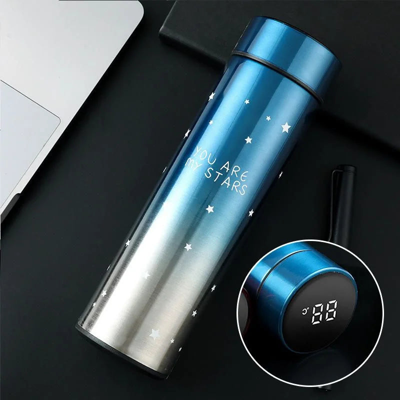 LED Temperature Display Water Bottle Stars Design YMDS