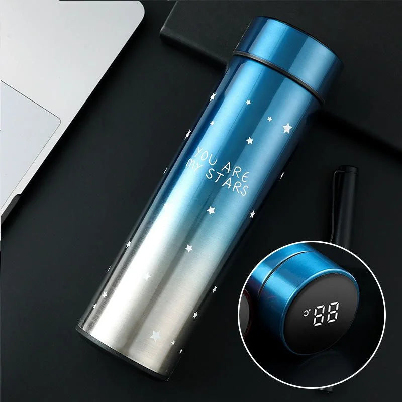 LED Temperature Display Water Bottle Stars Design YMDS
