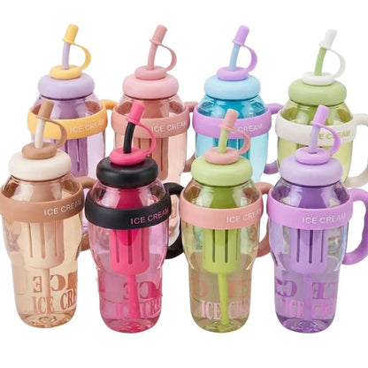 Ice Cream Water Bottle with Straw & Tea Infuser YMDS