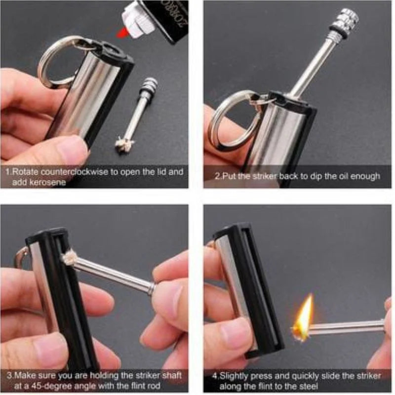 Permanent Match Striker Flint Stone Lighter with Keychain YMDS