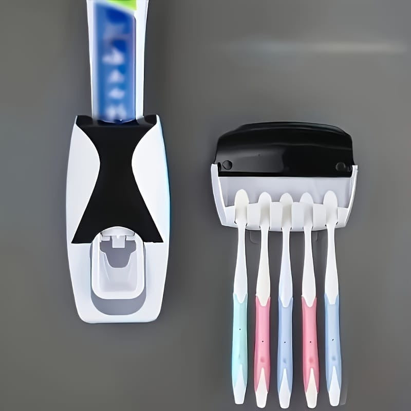 Automatic Toothpaste Dispenser Set with Wall-Mounted Toothbrush Holder YMDS