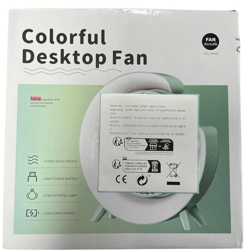 Colorful USB Rechargeable Desktop Fan YMDS