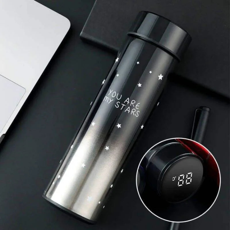 LED Temperature Display Water Bottle Stars Design YMDS