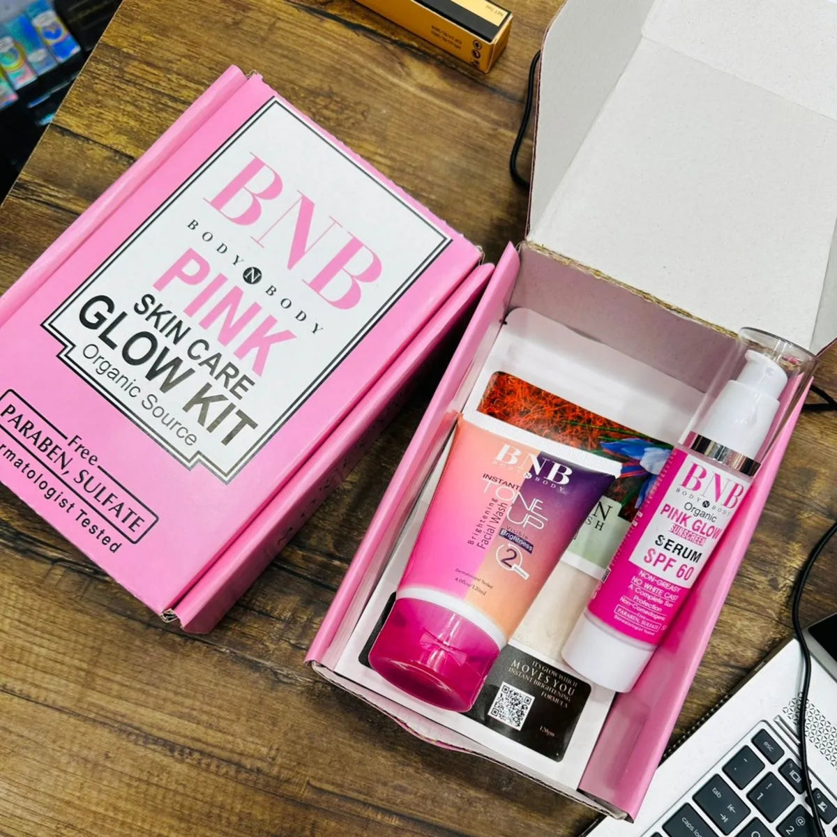 BNB Pink Face Glow Kit | 3-in-1 Skincare Wash Mask SPF Protection Set YMDS