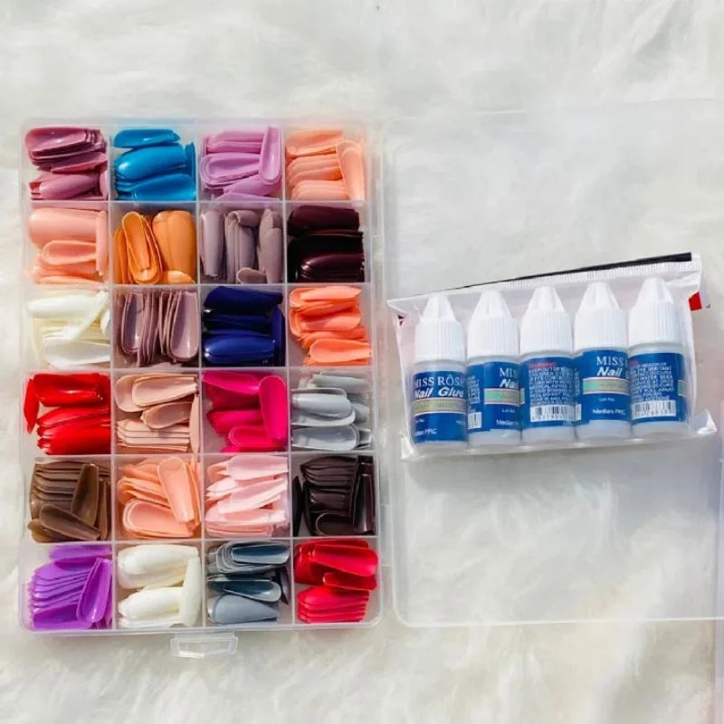 Multicolor Acrylic Artificial Nails Kit YMDS