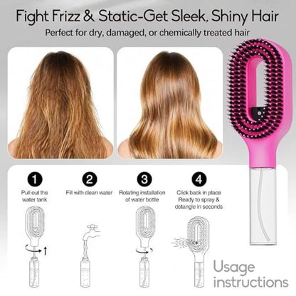 2-in-1 Misting Hair Brush with Water Spray Bottle YMDS