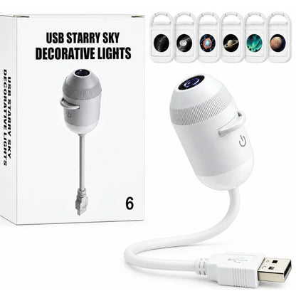 2-in-1 USB Galaxy Star Projector Night Light | 6 Projection Lenses YMDS