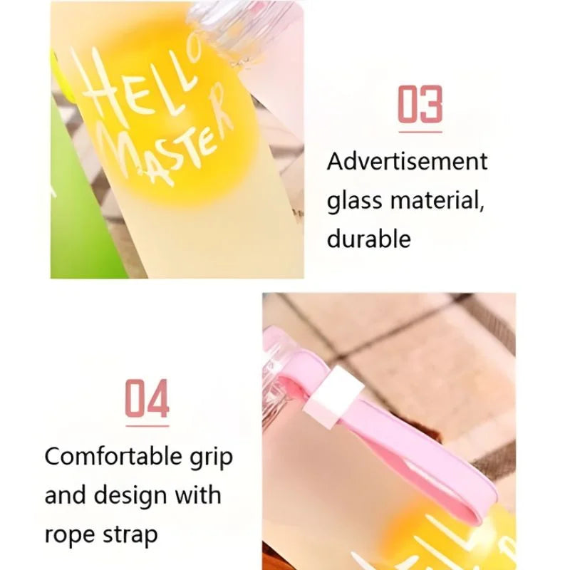 Pink Frosted Glass Water Bottle YMDS