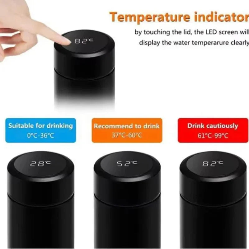 LED Temperature Display Water Bottle Stars Design YMDS
