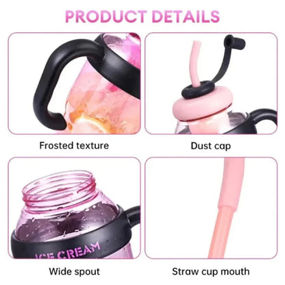Ice Cream Water Bottle with Straw & Tea Infuser YMDS
