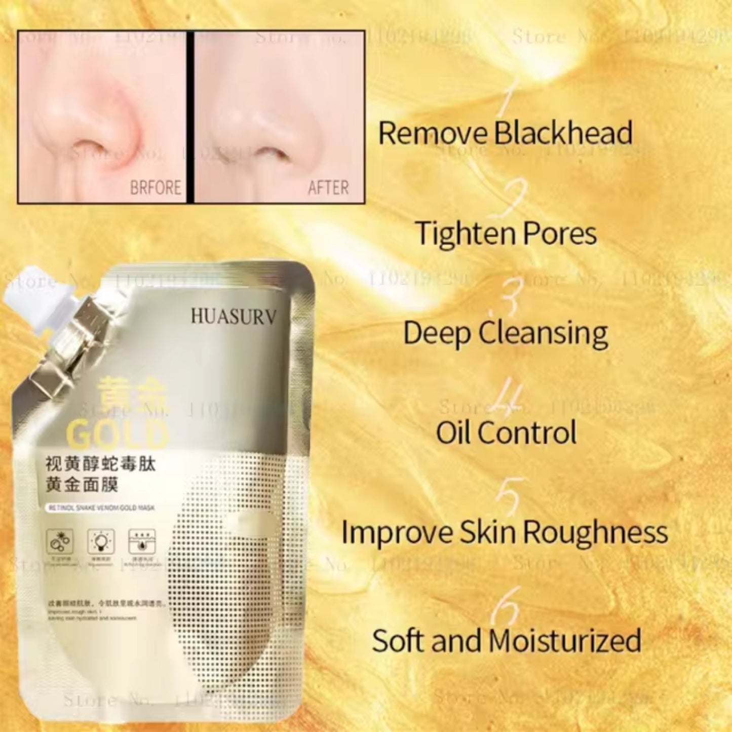 Retinol Snake Venom Peptide Gold Mask YMDS