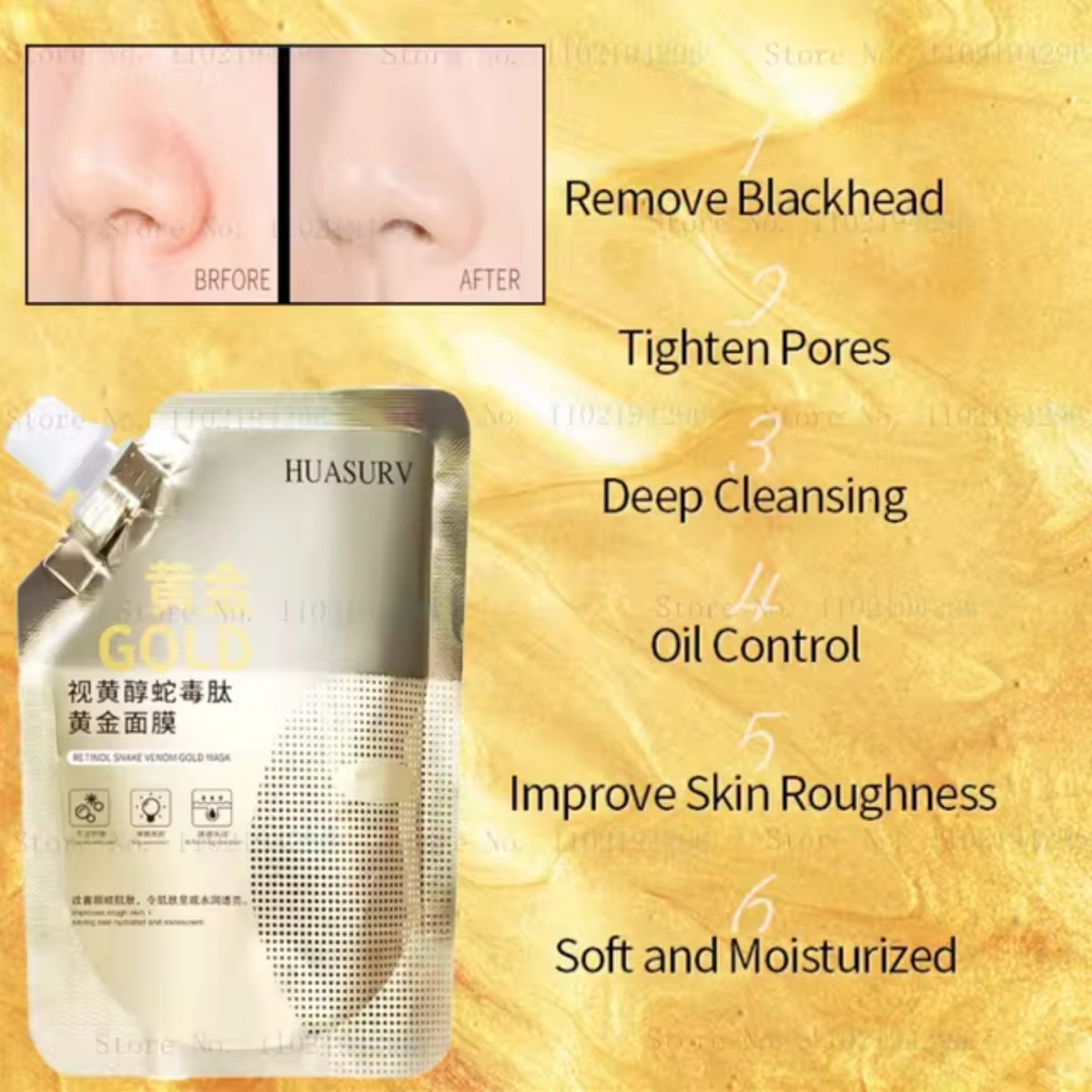 Retinol Snake Venom Peptide Gold Mask YMDS