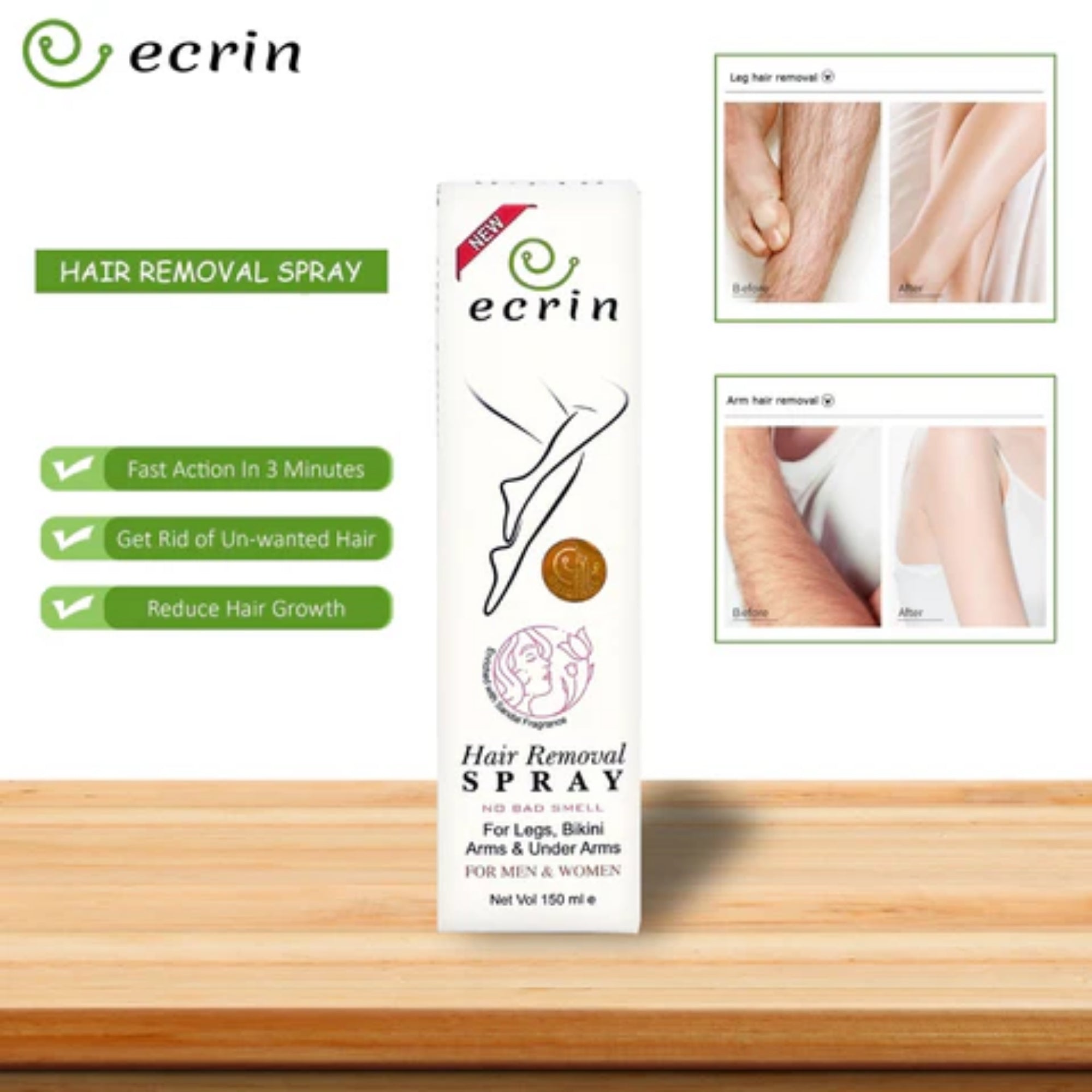 Ecrin Hair Removal Spray for Men & Women YMDS