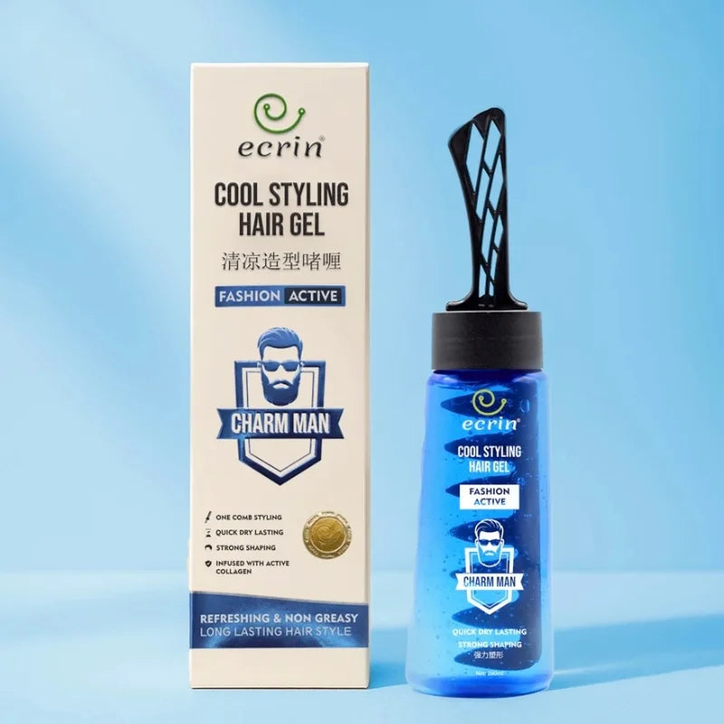 ECRIN Cool Styling Hair Gel 280ml with Active Collagen Strong Hold & Cool Fresh Effect YMDS