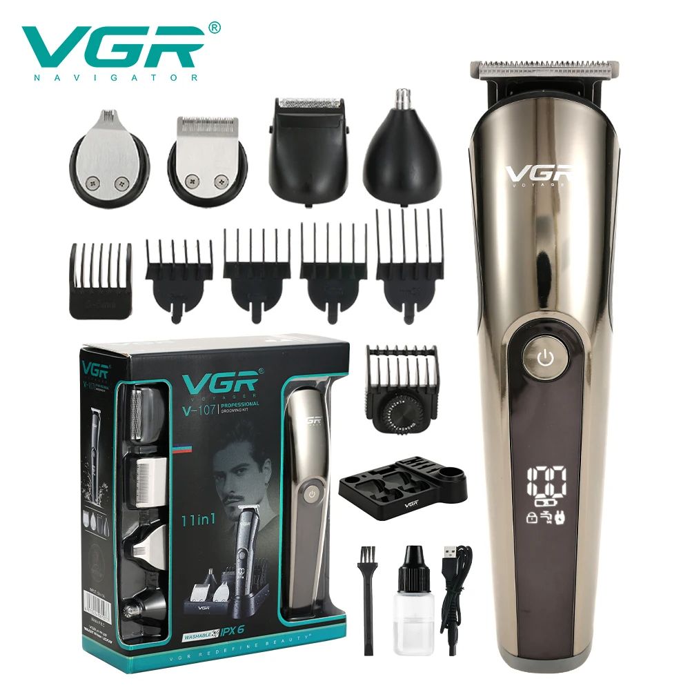 VGR V-107 11-In-1 Professional Grooming Kit With Multiple Attachments For Complete Personal Care HHC