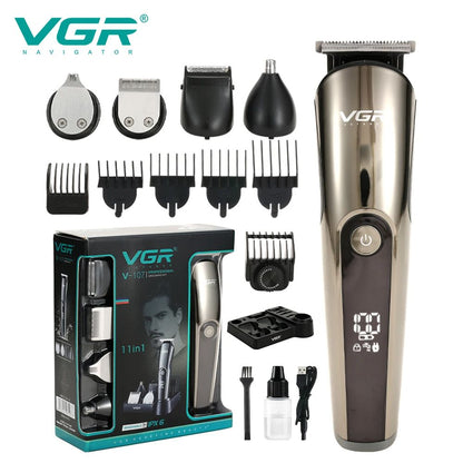 VGR V-107 11-In-1 Professional Grooming Kit With Multiple Attachments For Complete Personal Care HHC