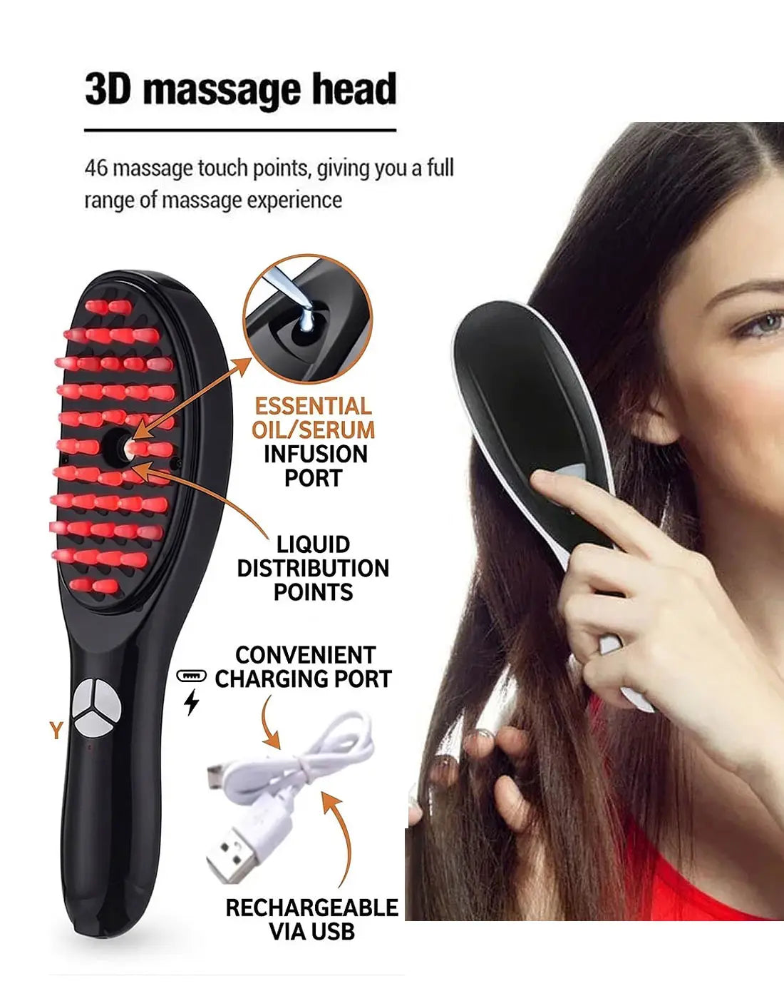 Electric Comb Massager Hair Massage Comb Meridian Therapy Scalp Massager for Stress Relief and Hair Growth ARDS