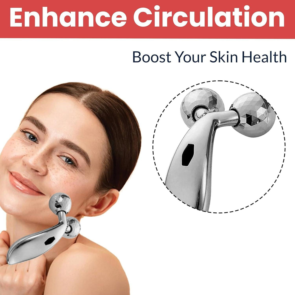 3d Manual Face Massager For Women Facial Massager and Face Roller For Glowing Skin Self Care Product Body Massage Tool Silver Rida's Collection