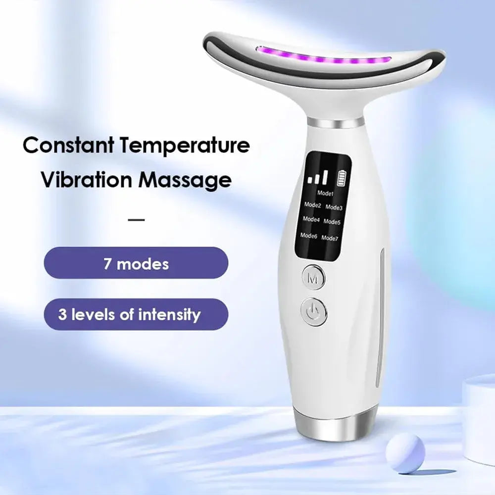 7 Colors LED Lights Face Neck Beauty Device Vibration Massage Improve Neck Lines Home Use Face Lifting Machine 7 Modes 3 Levels Rida's Collection