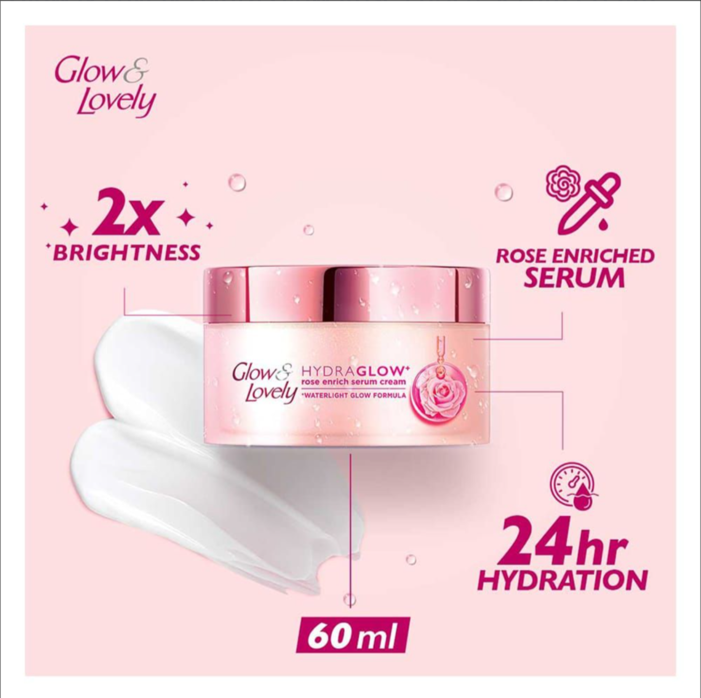 Glow Lovely Hydraglow Rose Enrich Serum Cream ARDS