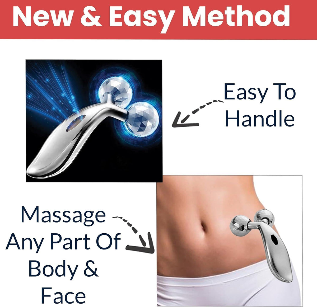 3d Manual Face Massager For Women Facial Massager and Face Roller For Glowing Skin Self Care Product Body Massage Tool Silver Rida's Collection