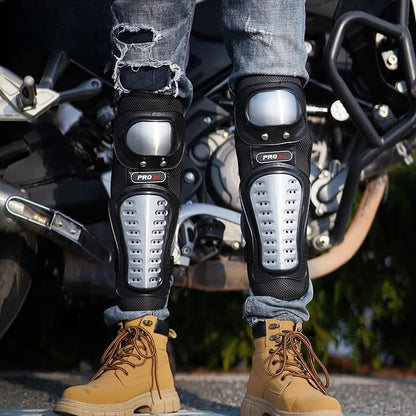 Motorcycle Elbow Pads for Men Stainless Steel Off-road Locomotive Protective Gear Anti-fall Riding Equipment (4 pcs) HHC