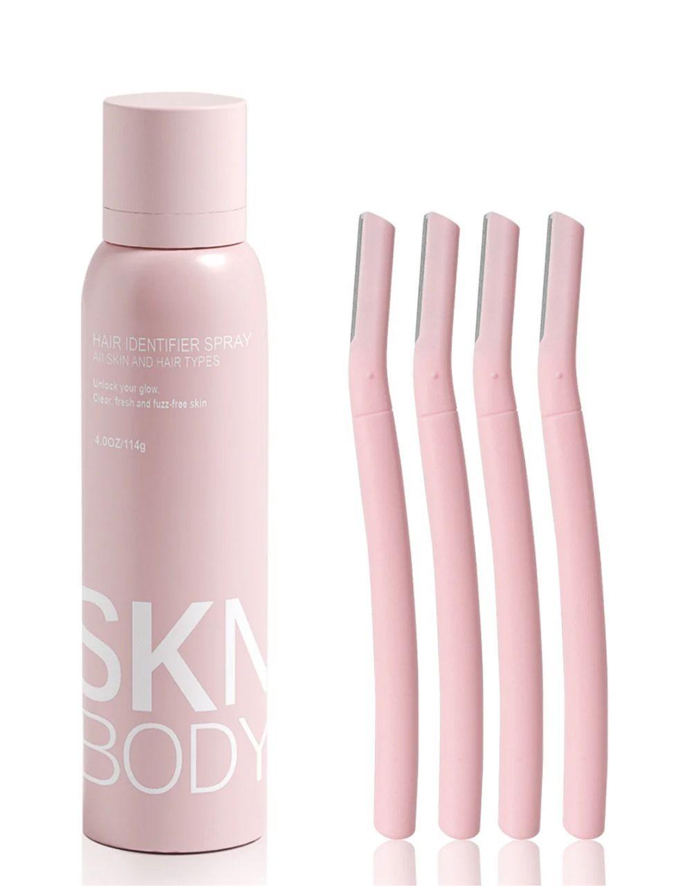 Hair Identifier Spray With 4 Razors or Face Shaving Moisturizing and Skin Care Dermaplaner Spray Glow Reveal Face Spray for Face Dermaplaning ARDS