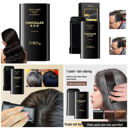 Hair Concealer Brush - for Gray Hair Coverage, Helps Blacken Hair, Non-Sticky, Improves Hair