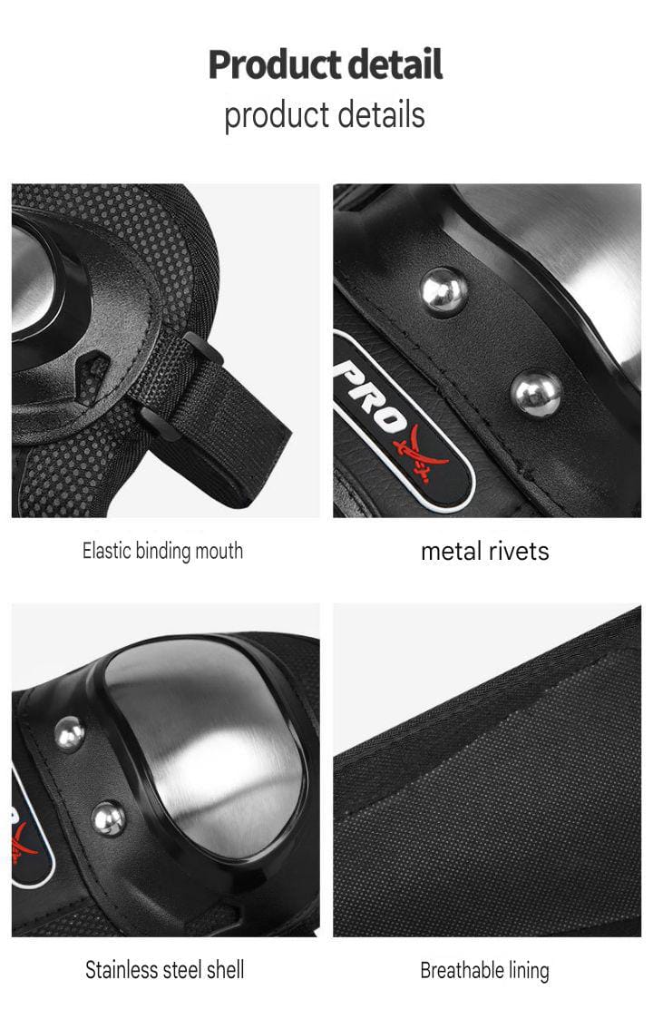 Motorcycle Elbow Pads for Men Stainless Steel Off-road Locomotive Protective Gear Anti-fall Riding Equipment (4 pcs) HHC