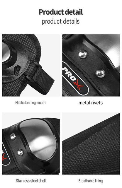 Motorcycle Elbow Pads for Men Stainless Steel Off-road Locomotive Protective Gear Anti-fall Riding Equipment (4 pcs) HHC
