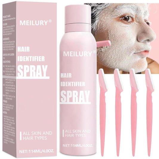 Hair Identifier Spray With 4 Razors or Face Shaving Moisturizing and Skin Care Dermaplaner Spray Glow Reveal Face Spray for Face Dermaplaning ARDS