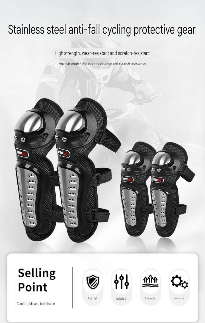 Motorcycle Elbow Pads for Men Stainless Steel Off-road Locomotive Protective Gear Anti-fall Riding Equipment (4 pcs) HHC
