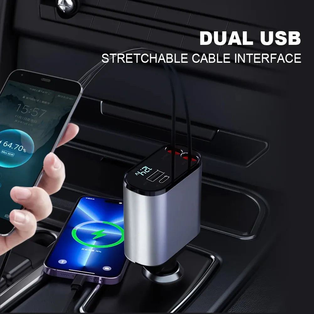 4 In 1 Fast Charging Usb-C Car Adapter - Car Accessory Designed For Power Charging And Daily Travel Routine - With Light HHC