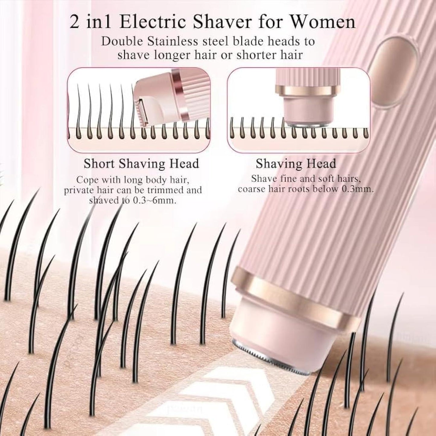 2 in 1 Dual Head Shaver Women Electric Bikini Trimmer Wet&Dry Use Hair Removal ARDS