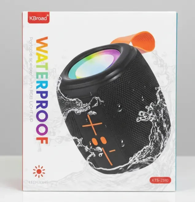 KBroad Waterproof Portable Bluetooth Speaker with RGB LED Lights – IPX6 Bass Boost Speaker for Outdoor, Party & Beach Use Rida's Collection