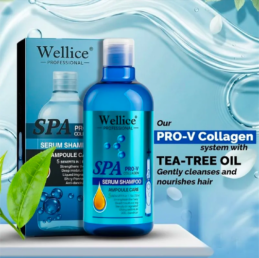 Original Blue Wellice Serum Shampoo 500 Ml Pro V Collagen System wit Tea Tree Oil Gently Cleanses and nourishes Hair Rida's Collection