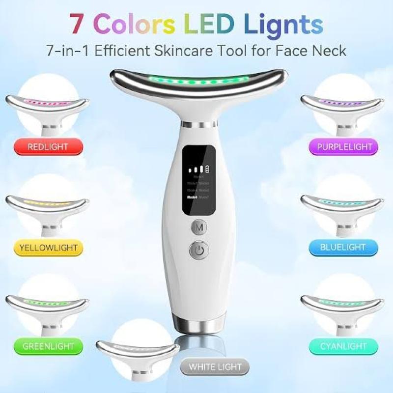 7 Colors LED Lights Face Neck Beauty Device Vibration Massage Improve Neck Lines Home Use Face Lifting Machine 7 Modes 3 Levels Rida's Collection