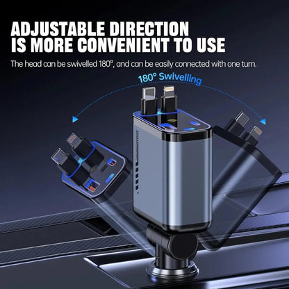 4 In 1 Fast Charging Usb-C Car Adapter - Car Accessory Designed For Power Charging And Daily Travel Routine - With Light HHC