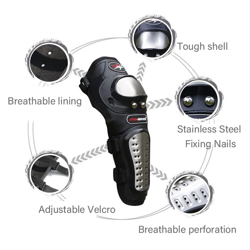 Motorcycle Elbow Pads for Men Stainless Steel Off-road Locomotive Protective Gear Anti-fall Riding Equipment (4 pcs) HHC
