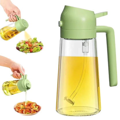 2-in-1 Glass Oil Spray Bottle &amp; Dispenser with Pouring Spout