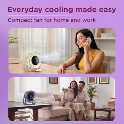 Desktop Circular Rechargeable Fan with 360° Adjustable Airflow