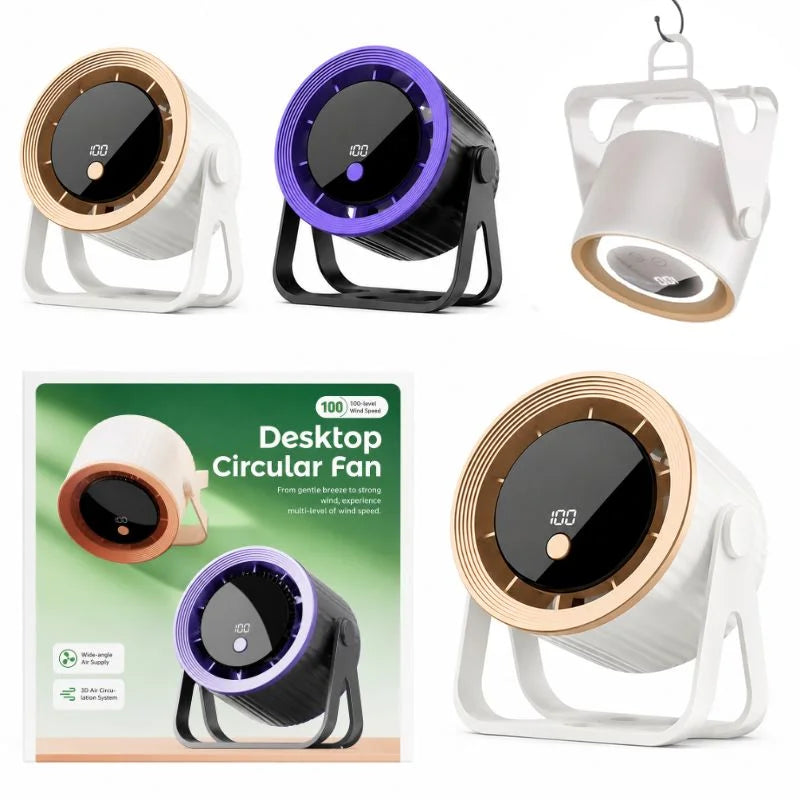 Desktop Circular Rechargeable Fan with 360° Adjustable Airflow YMDS